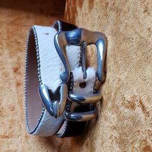 B.B. Simon Cow Print Leatber Belt